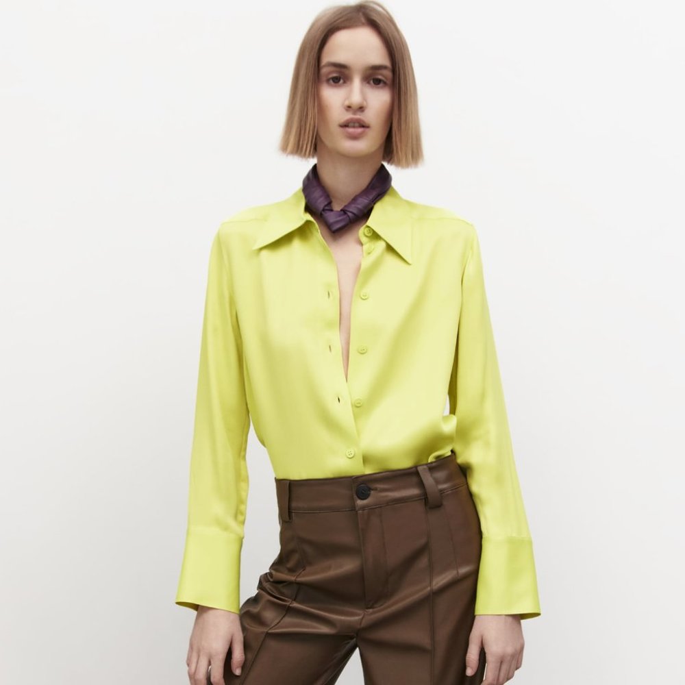 Zara Satin Effect Light Green shirt